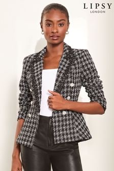 Lipsy Black Boucle Military Blazer