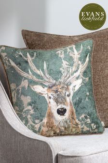 Evans Lichfield Petrol Avebury Stag Piped Cushion