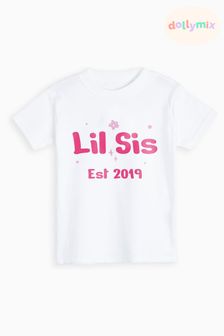 Dollymix 100% Cotton Personalised Kids Lil Sis T-Shirt