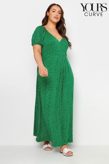 Yours Curve Green Polka Dot Wrap Dress