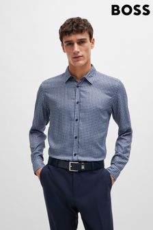 BOSS Blue Regular-Fit Shirt In Printed Chambray