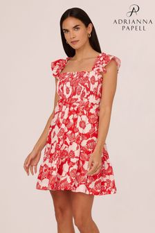 Adrianna Papell Orange Printed Short Dress