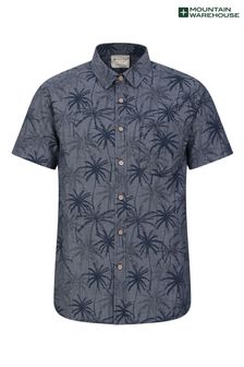 Mountain Warehouse Blue Mens Tropical Printed Short Sleeved 100% Cotton Shirt