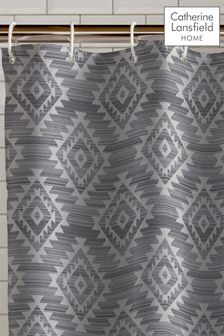 Catherine Lansfield Charcoal Aztec Geo Shower Curtain