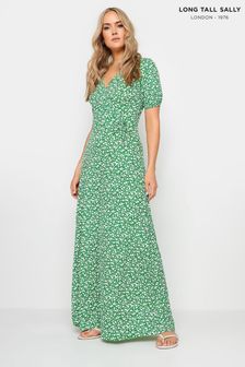 Long Tall Sally Green Ditsy Wrap Maxi Dress