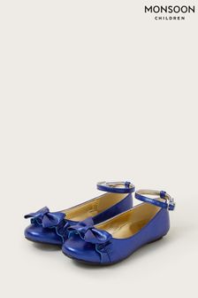 Monsoon Blue Bow Ruffle Ballet Flats