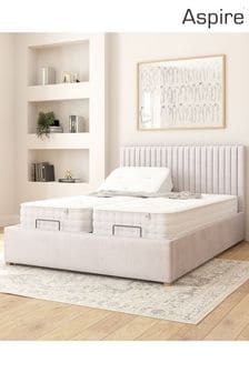 Aspire Furniture Light Silver Grant Velvet Electric Adjustable Bed With Mattress