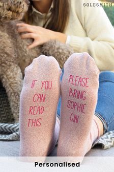 Solesmith Pink Personalised Glitter Gin Socks