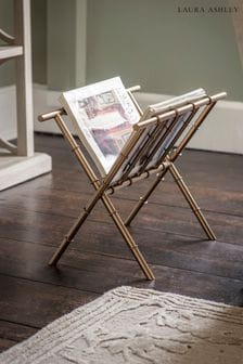 Laura Ashley Antique Brass Bamboo Finish Magazine Rack