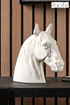 Pacific White Metal Horse Head Ornament