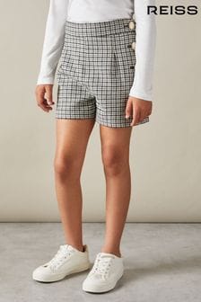 Reiss Black Charlie Senior Checked Suit Shorts