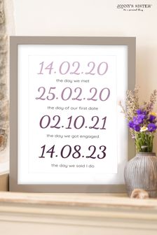 Grey Personalised Memorable Dates Print by Jonnys Sister