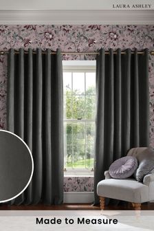 Laura Ashley Pale Charcoal Grey Middleton Velvet Made to Measure Curtains