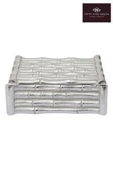 Fifty Five South Silver Hiba Bamboo Effect Trinket Box