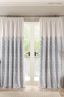 Clarke and Clarke Mineral Willow Bough Pencil Pleat Curtains