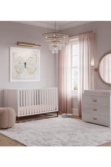 Little Seeds White/Gold Haven 3 in 1 Crib with Rail and Gold Base