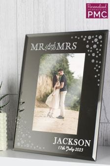 Personalised Mr and Mrs 6x4 Mirrored Photo Frame by PMC