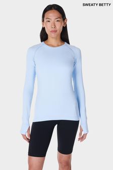 Sweaty Betty Blue Athlete Seamless Workout Long Sleeve Top