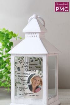 Personalised Botanical Memorial Photo Upload White Lantern by PMC