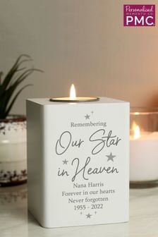 Personalised Our Star In Heaven Wooden Tea Light Holder by PMC