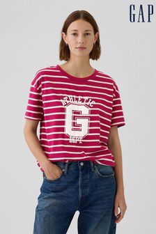 Gap Red Stripe Cotton Logo Short Sleeve Sport T-Shirt