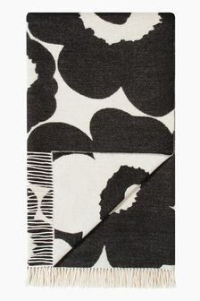 Marimekko White And Black Unikko Throw