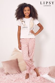 Lipsy Pink Giraffe Short Sleeve Long Leg Pyjama Set