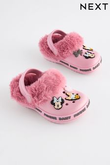 Pink Minnie Mouse Faux Fur Lined Clog Slippers