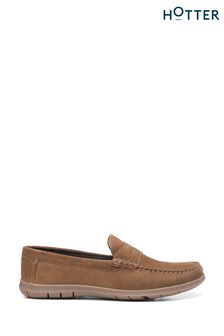 Hotter Tan Brown Regular Fit Ethan Slip-Ons Shoes