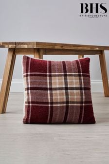 BHS Red Chenille Check with Sherpa Cushion