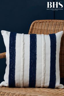 BHS Navy Blue Riviera Stripe Cushion