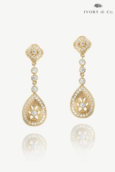 Ivory & Co Gold Moonstruck Crystal Pave Vintage Earrings