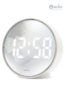 Acctim Clocks White Il Giro Round LED Alarm Clock with USB