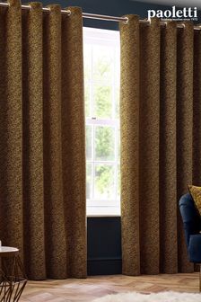 Riva Paoletti Gold Galaxy Chenille Eyelet Curtains