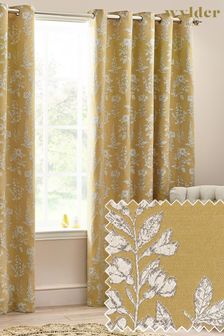 Wylder Nature Gold Sophia Floral Jacquard Eyelet Curtains