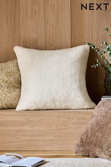 Ivory Soft To Touch Plush 59 x 59cm Faux Fur Cushion