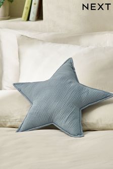 Blue Crinkle Muslin 100% Cotton Star Cushion