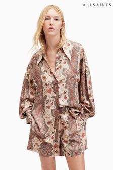 AllSaints Brown Charli Cascade Shirt