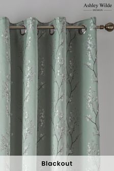 Ashley Wilde Blue Wilstone Blackout Eyelet Curtains