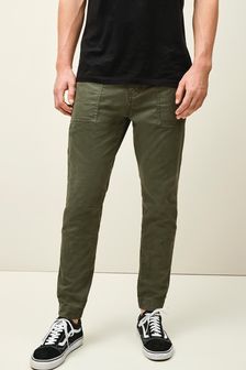 Khaki Green Slim Fit Stretch Utility Trousers