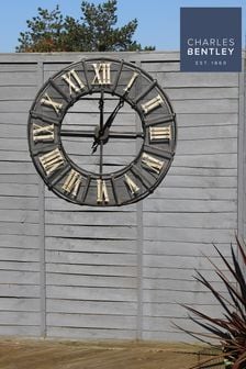 Charles Bentley Black Wrought Iron Outdoor Clock