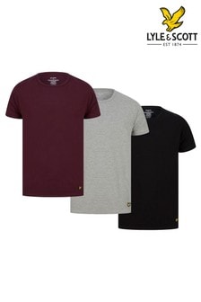 Buy Lyle & Scott Black, Maroon & Grey Lounge T-Shirts 3 Pack ...