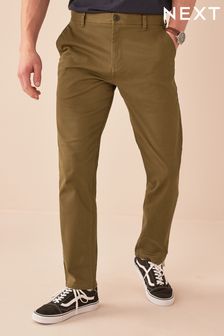 Dark Tan Straight Fit Stretch Chino Trousers
