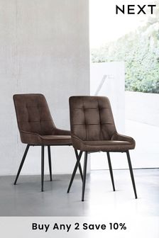 Monza Faux Leather Peppercorn Brown Set of 2 Monza Faux Leather Peppercorn Brown Cole Black Leg Dining Chairs