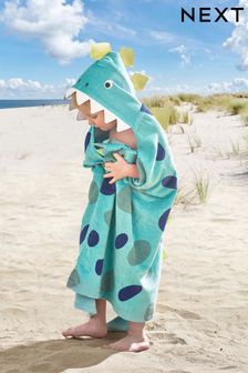 Green Dinosaur Children's Hooded Beach Towel