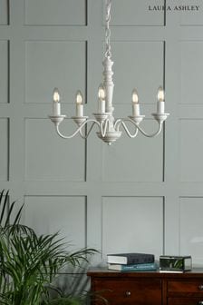 Matt White Tate Wood 5 Light Pendant Ceiling Light