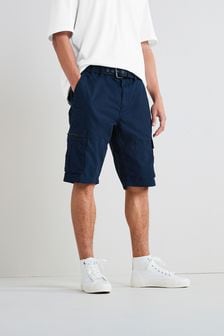 Navy Belted Cargo Shorts
