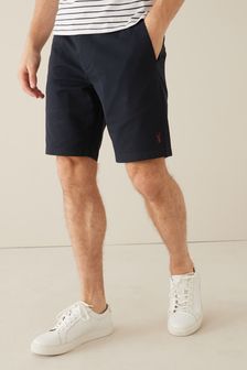 Navy Stag Logo Straight Fit Stretch Chino Shorts