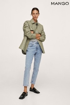 Mango Blue Ankle-Length Straight-Fit Jeans