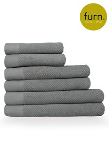furn. 6 Piece Cool Grey Textured Towel Bale